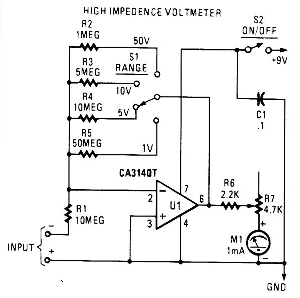 高阻抗电压表电路图