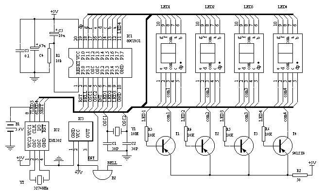 电子钟原理图