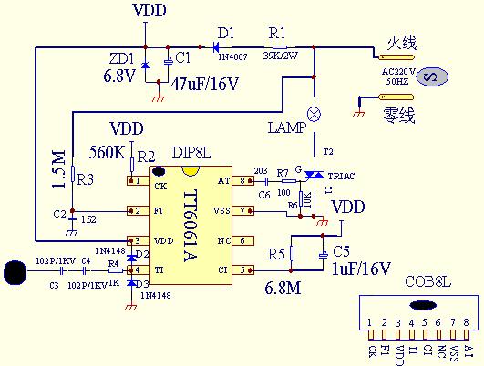 tt6061a,tt6061b典型应用电路图 (触摸式步进调