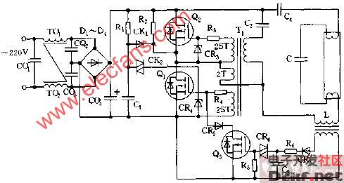 MOSEFT管电子镇流器电路图