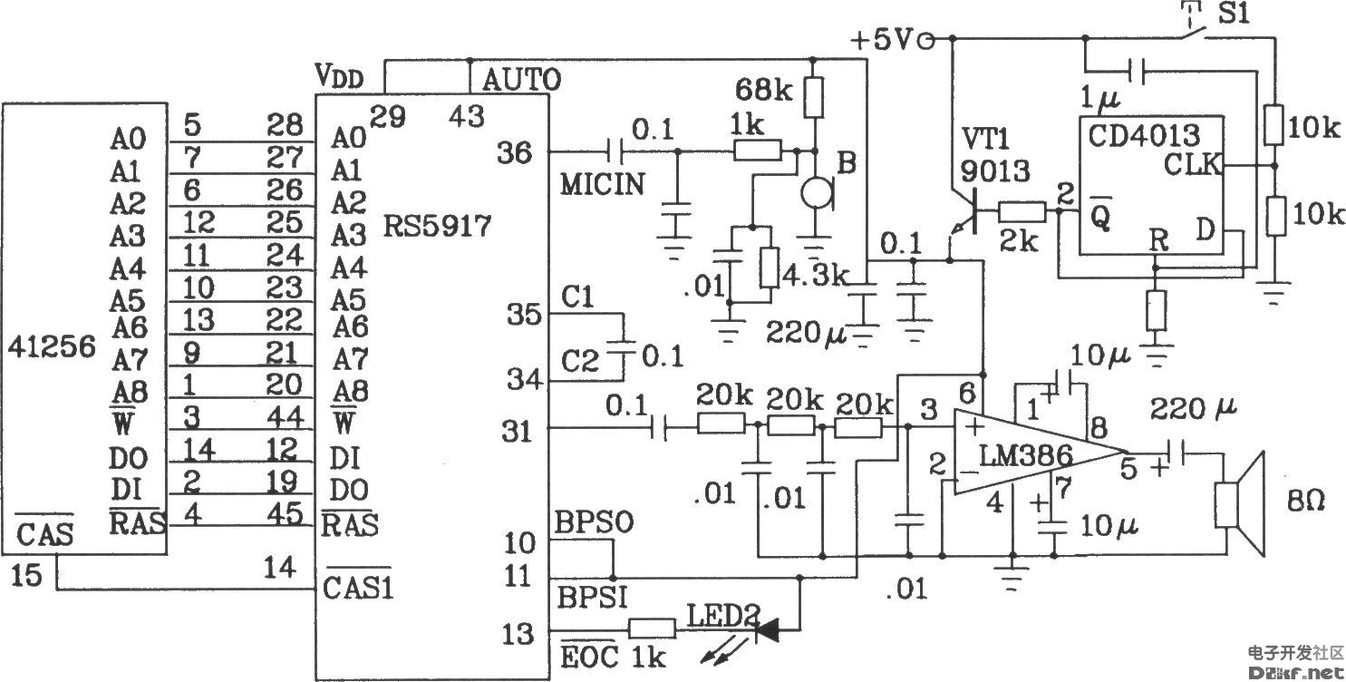 语音合成芯片KS5917应用电路图