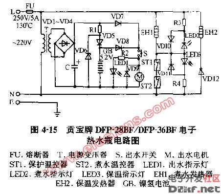 贡宝牌dfp-28bfdfp-36bf电子电热水瓶电路图