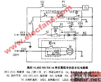 美的ylrs2-5hbx-16带消毒柜冷热饮水机电路图.