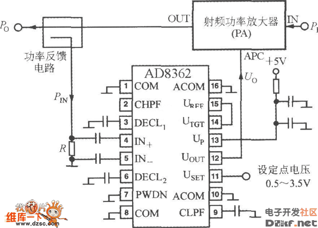 由ad8362构成射频功率控制系统的电路图