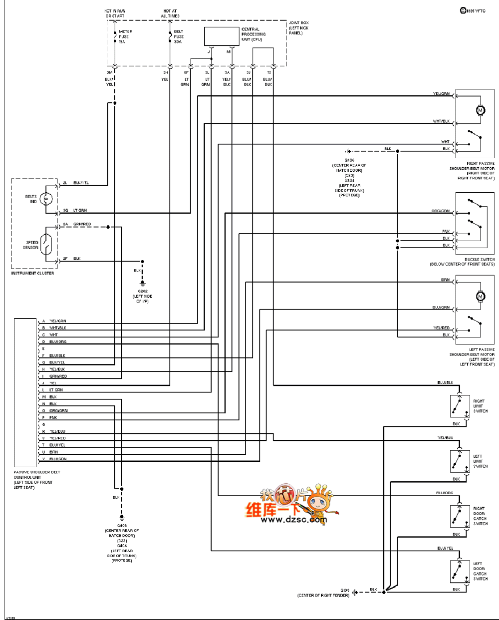 马自达被动式座椅安全系统电路图