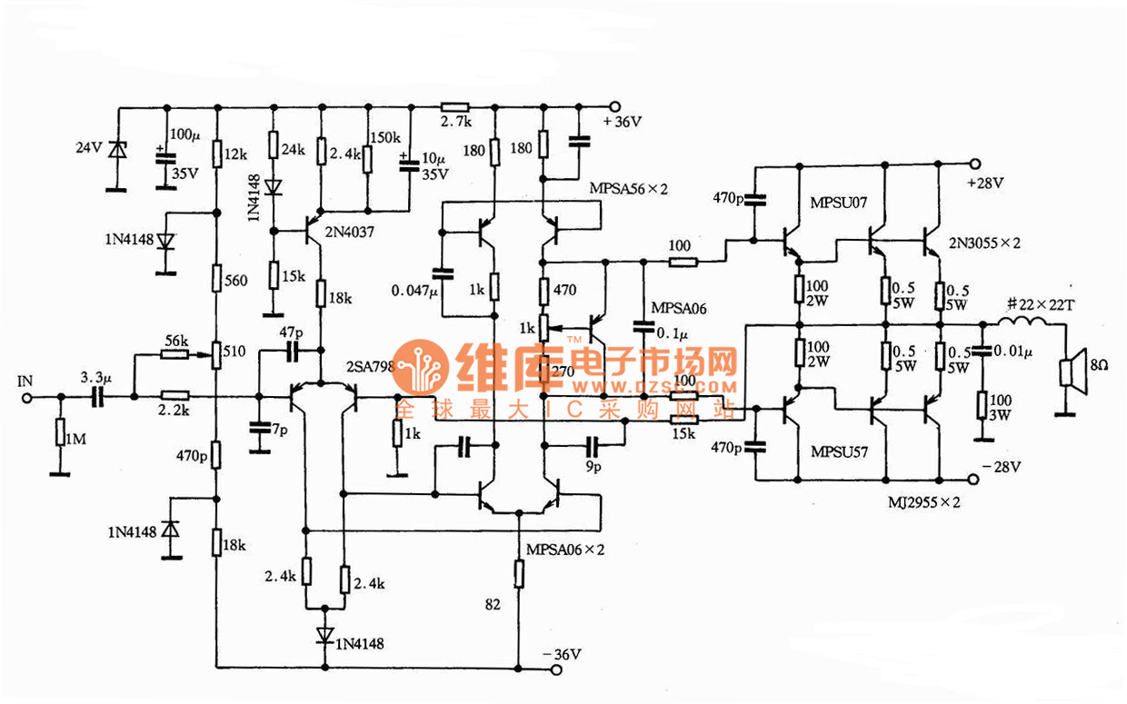 先锋m22k功放电路图