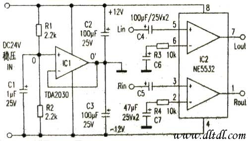 tda2030可以用单电源12v供电吗?