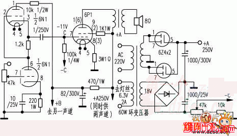 小功率电子管功放电路图