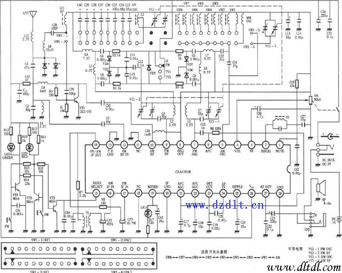 采用cxa1191的德生收音机电路图