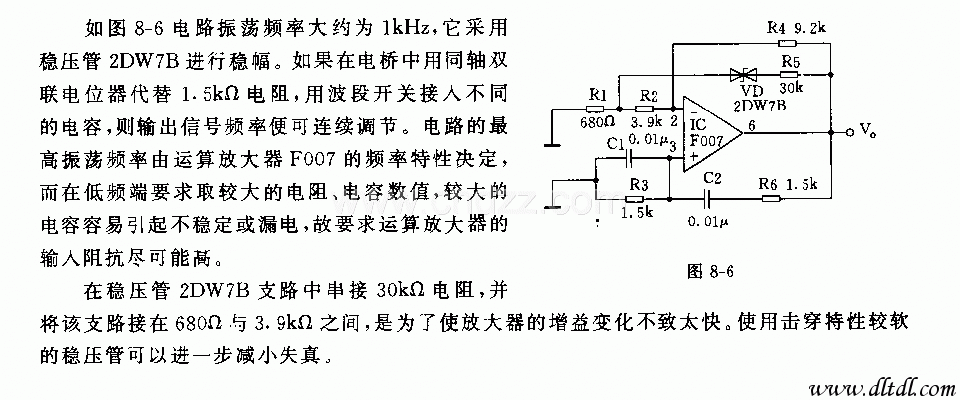 文氏电桥正弦波振荡器电路