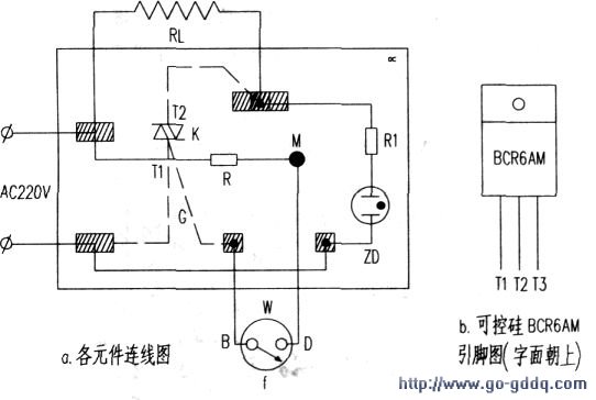 温度开关(探头)取样,双向可控硅控制的恒温加热