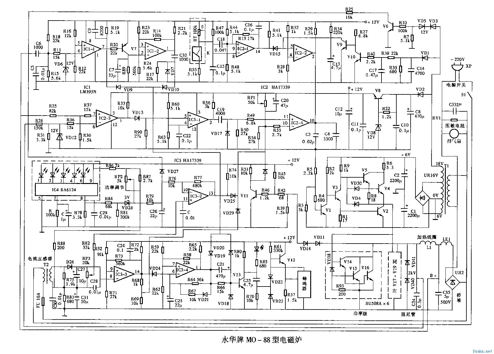 电子电路图纸简介 永华牌mo-88型电磁炉.gif