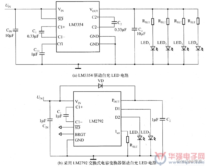 lm3354/lm2792驅動白光led電路圖