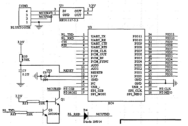 蓝牙模块电路图接线图片