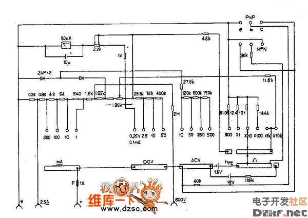 mf125萬用表電路圖