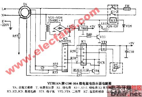 yuhuam牌cdr-50a微电脑电热水器电路图