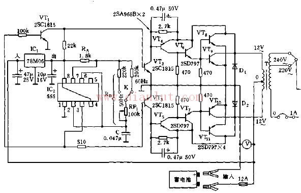 直流12v-交流220v逆變電源電路