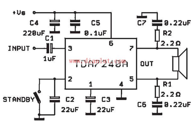 tda7240a製作的20w單電源btl功放電路圖