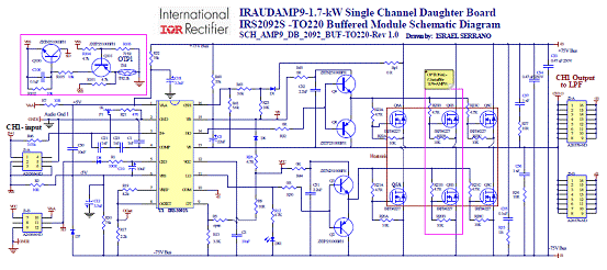 1700w單路d類音頻功率放大器子板電路圖 iraudamp9主板材料清單