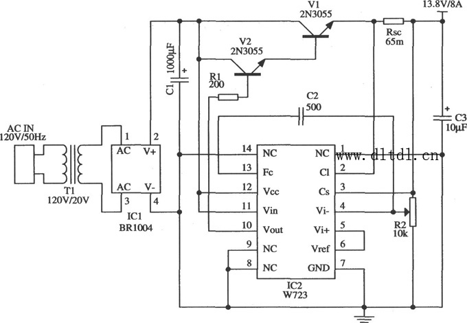 v直流稳压器电路如图所示