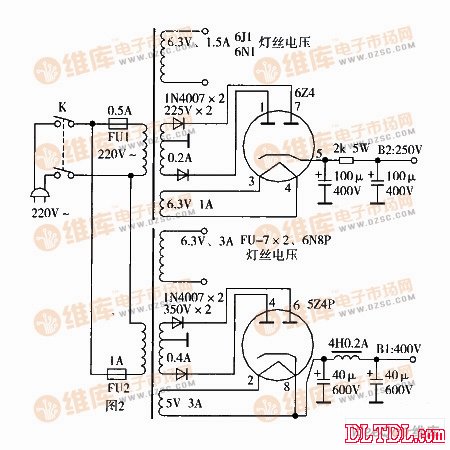 6n2推FU7胆机电路图图片