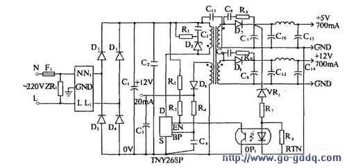 單片式開關電源tny268p在電器控制系統中的應用